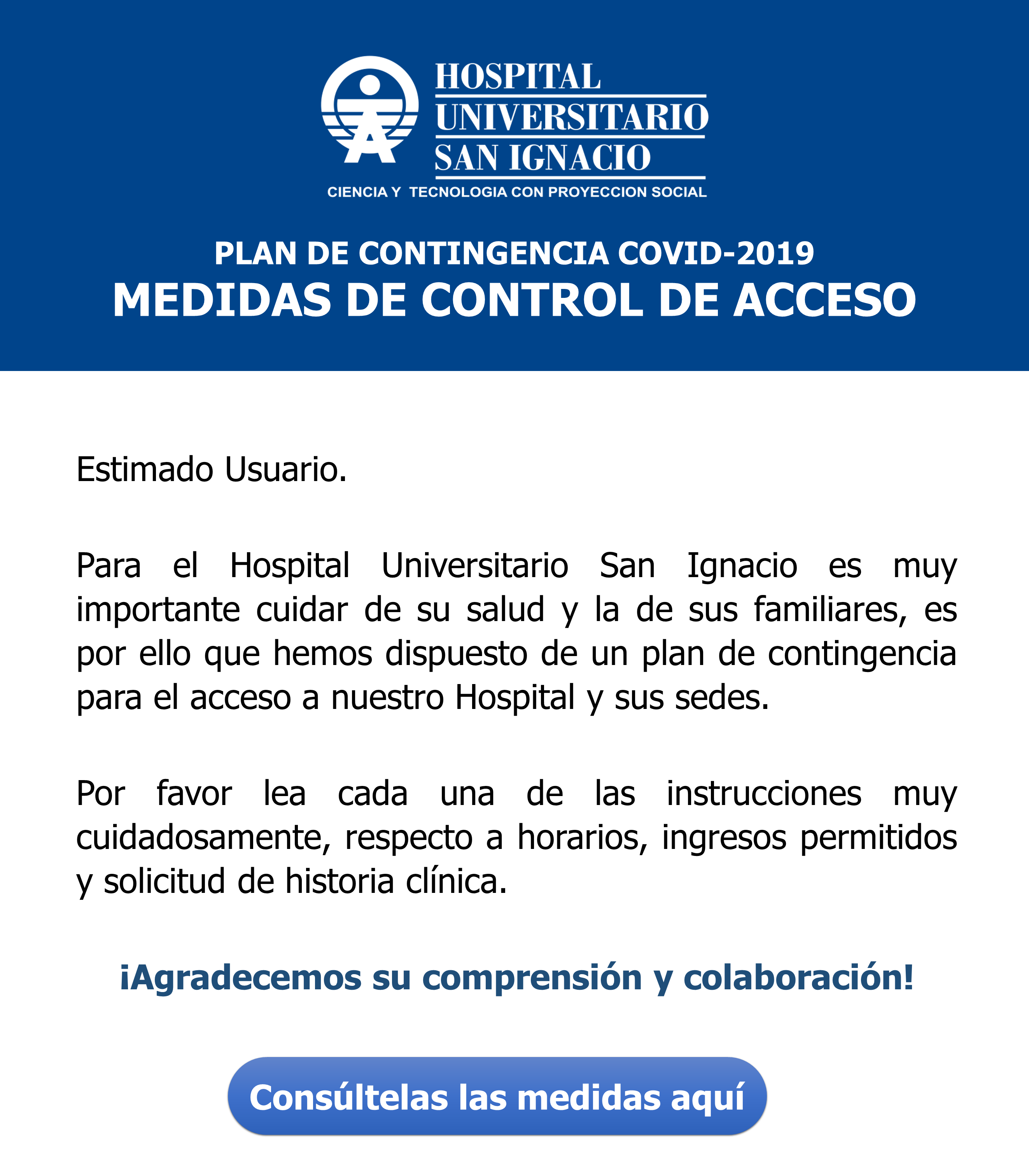 Hospital Universitario San Ignacio Servicios de salud seguros, humanos