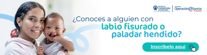 Noticia sobre la alianza entre el Hospital Universitario San Ignacio y Operación Sonrisa Colombia para atender a niños con labio fisurado y paladar hendido.
